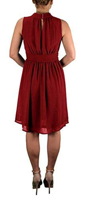 Womens Sleeveless Chiffon Classic Casual Fit & Flare Dress