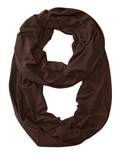 Chocolate Brown Peach Couture All Seasons Jersey Woven Cotton Infinity Loop Scarf