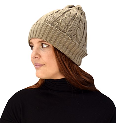 Knitted Thick Double Layer Fleece Lined Winter Beanie Hat