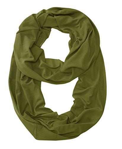 Olive All Seasons Jersey Woven Cotton Infinity Loop Scarf