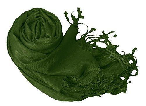 Forest Green Solid Pashmina Shawl Wrap - Peach Couture
