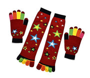 Peach Couture Winter Warm Colorful Toe Socks and Gloves Pack