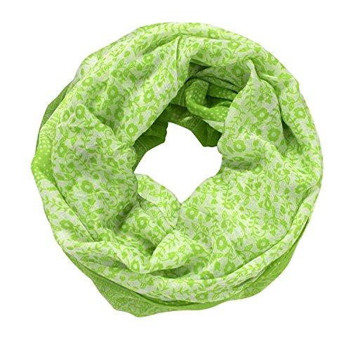 Lime Green Peach Couture Summer Fashion Cute Dainty Floral Print Infinity Loop Scarf