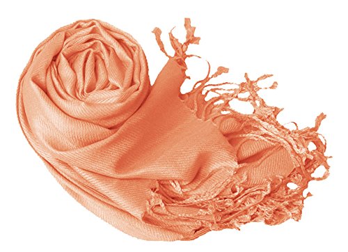 Soft Silky Rayon Pashmina Shawl Wrap Scarf in Solid Color (Coral)