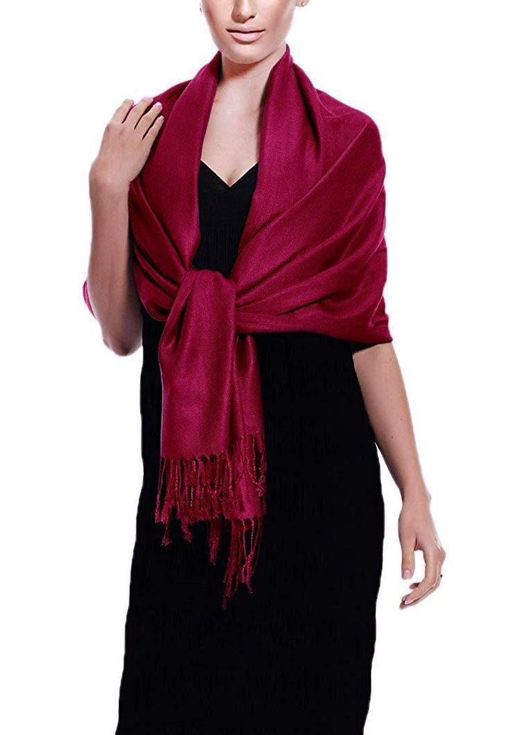 Merlot Soft Silky Rayon Pashmina Shawl Wrap Scarf in Solid Color