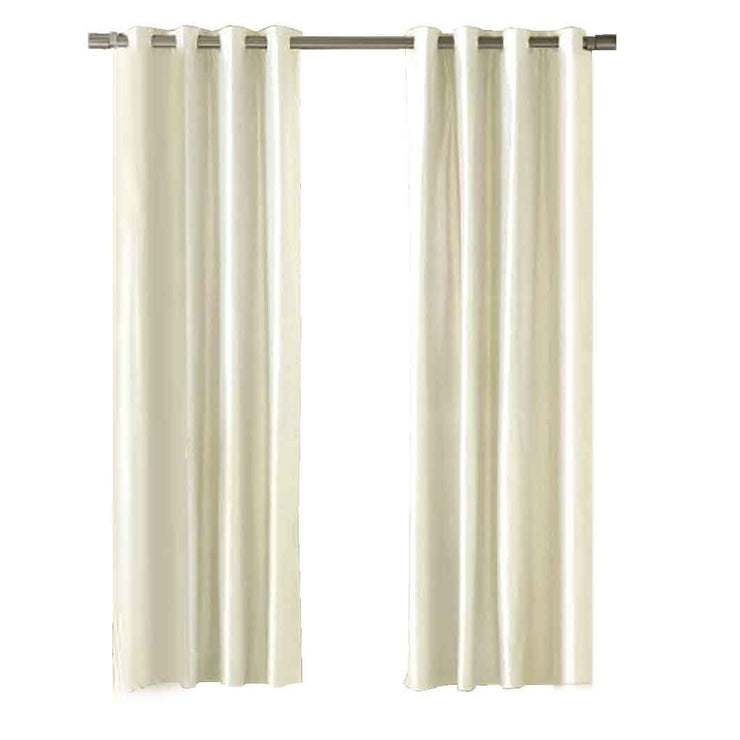 1 Piece Faux Silk Window Curtain Panel Set 8 Grommets Cream 54" x 84"