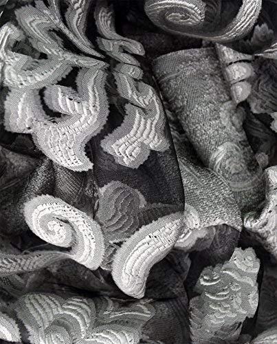 Black & White Floral Embroidered Burnout Scarf