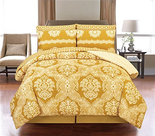 Peach Couture Super Soft Warm Cotton Damask Print Reversible 8 Pc Comforter Set