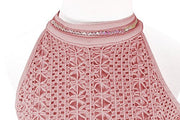 Fun Elegant Moments Lined Summer Halter Crochet Cocktail Mini Lace Dress