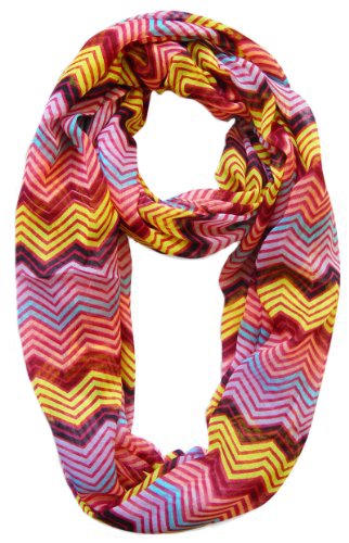 Peach Couture Modern Radiant Multicolored Chevron Geometric Infinity Loop Scarf