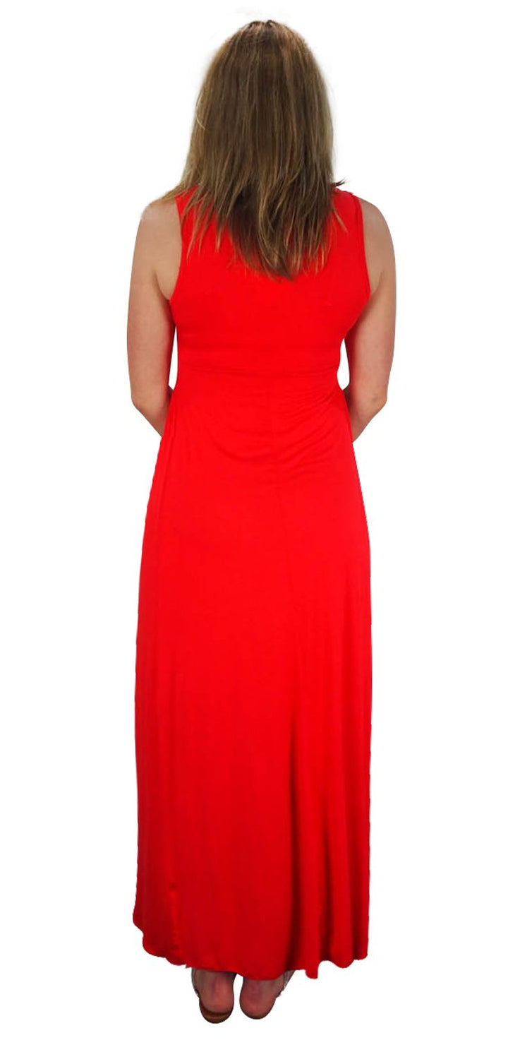 Sleeveless Smocked Damask Embossed Long Maxi Dress