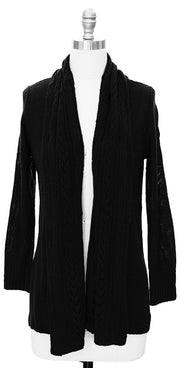 Vintage Knit Draped Cardigan (Medium, Black)