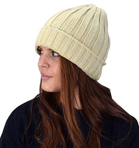 Striped Knit Sherpa Fleece Lined Unisex Winter Beanie Hat