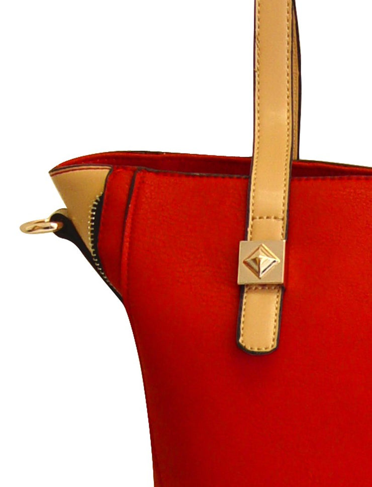 Peach Couture Womens Fashion Metal Accent Satchel Handbag