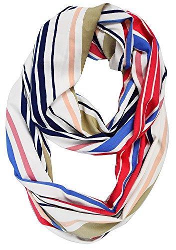 Red Blue White Peach Couture Sassy Stripes Vintage Style Multi Color Light Infinity Loop Scarf