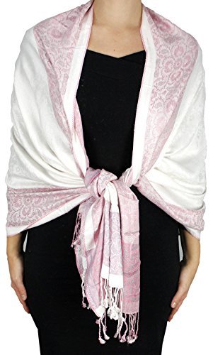 Paisley Floral Border Reversible Pashmina Shawl