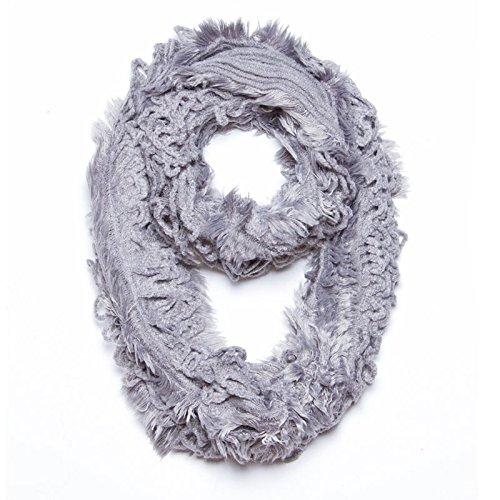 Silver Peach Couture Super Warm Ultra Thick Plush Stretchy Ruffled Infinity Loop Scarf