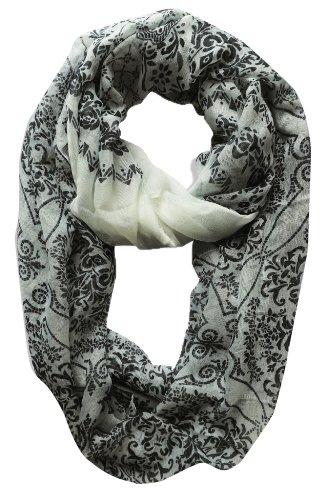 White Peach Couture Womens Boho Floral Paisley Sheer Infinity Scarf Loop Circle Scarf