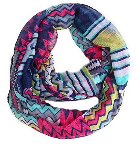 Fuchsia Yellow Peach Couture Womens MultiColor Chevron Soft & Sheer Infinity Scarf Circle Loops