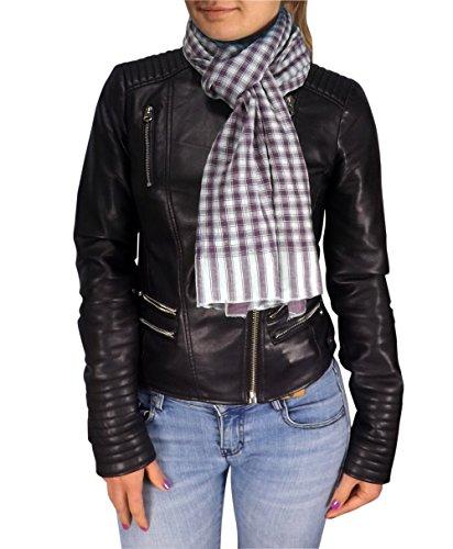 Purple Peach Couture Unisex Stylish Checkered Plaid Crinkled All Season Cotton Scarf Wrap