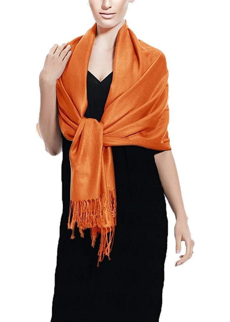 Rust Peach Couture Soft Silky Rayon Pashmina Shawl Wrap Scarf in Solid Color