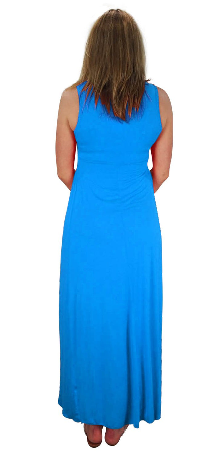 Sleeveless Smocked Damask Embossed Long Maxi Dress