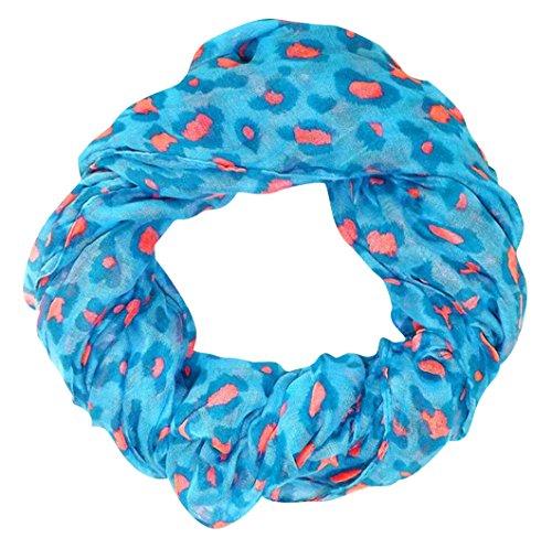 Turquoise/Pink Peach Couture Retro Neon Animal Print Infinity Loop Scarf