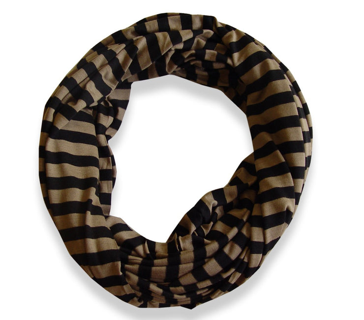 Peach Couture Lightweight Pure Cotton Striped Jersey Knit Infinity Loop Scarf