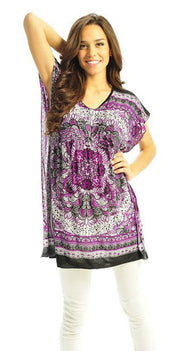Peach Couture® Adorable Floral Print Lightweight Tunic Top