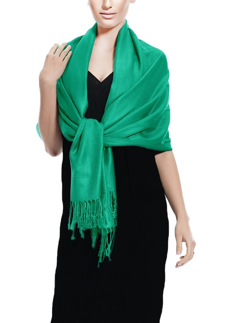 Teal Soft Silky Rayon Pashmina Shawl Wrap Scarf in Solid Color