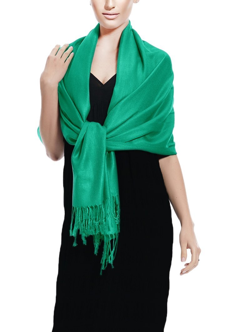 Teal Peach Couture Soft Silky Rayon Pashmina Shawl Wrap Scarf in Solid Color