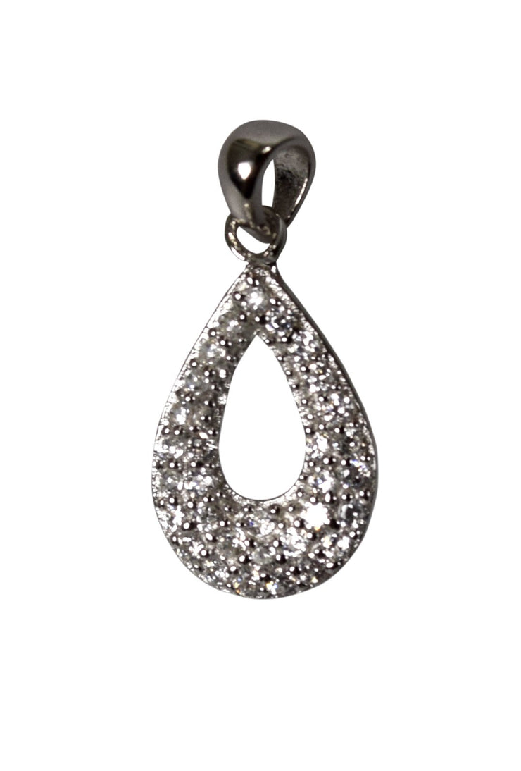 Gems Couture Jewelry Classic Sterling Silver Sparkle Cubic Zirconia Stones Teardrop Loop Pendant
