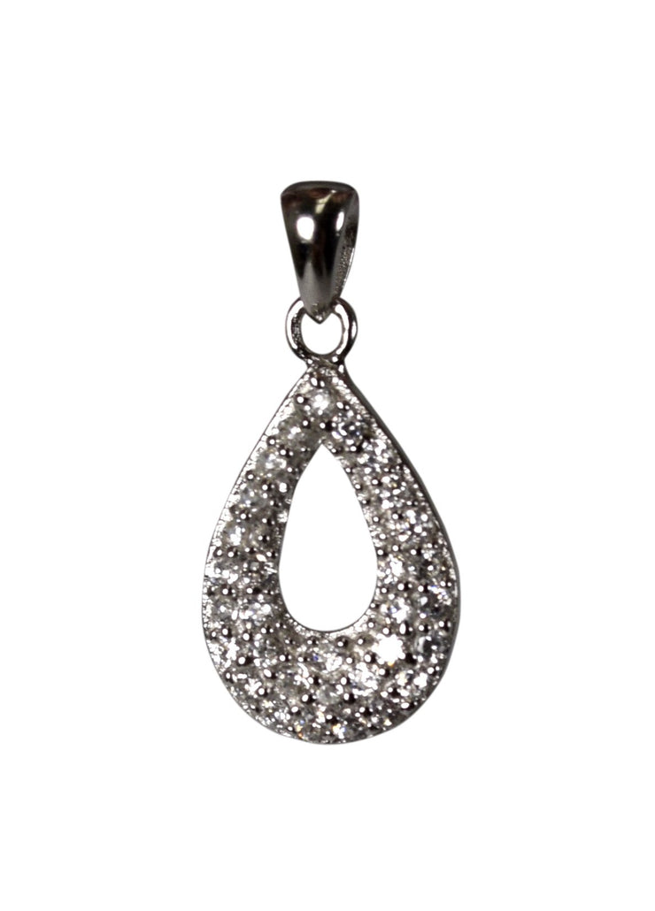 Womens Delicate Sterling Silver Teardrop Gem Crystals Pendant