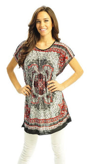 A1303-Floral-Tunic-Top-Red-Sma-Med-KL