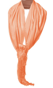 Soft Silky Rayon Pashmina Shawl Wrap Scarf in Solid Color (Coral)