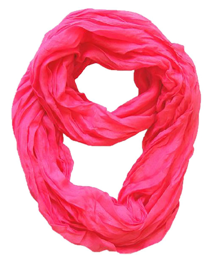 Fuchsia Peach Couture Fashion Lightweight Crinkled Infinity Loop Scarf Neon Faded Ombre