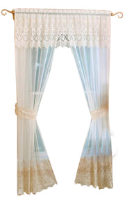 Peach Couture Lacey Sheer 5 Peice One Rod Window Treatment Set