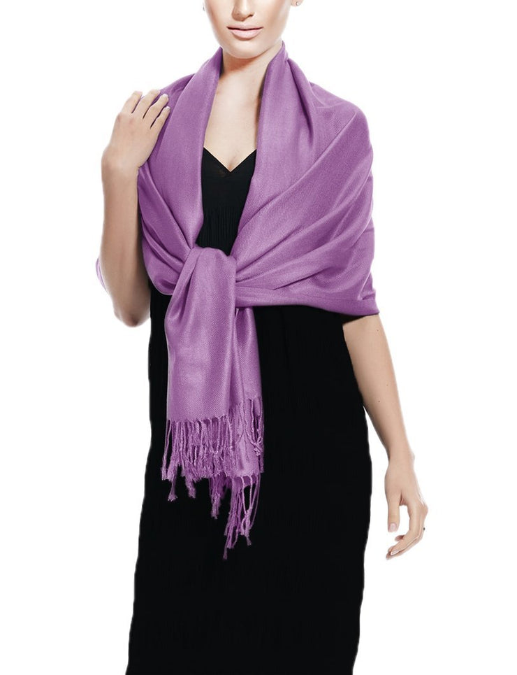 Lavender Soft Silky Rayon Pashmina Shawl Wrap Scarf in Solid Color