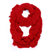 Peach Couture Trendy and Chic Ruffle Edge Thick Knitted Circle Infinity Loop Scarf