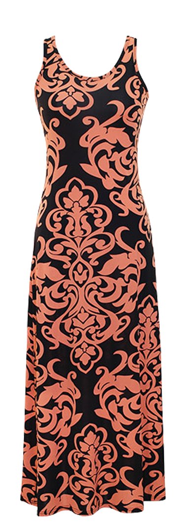 A1199-Damask-Maxi-Dress-Coral-Med-KL