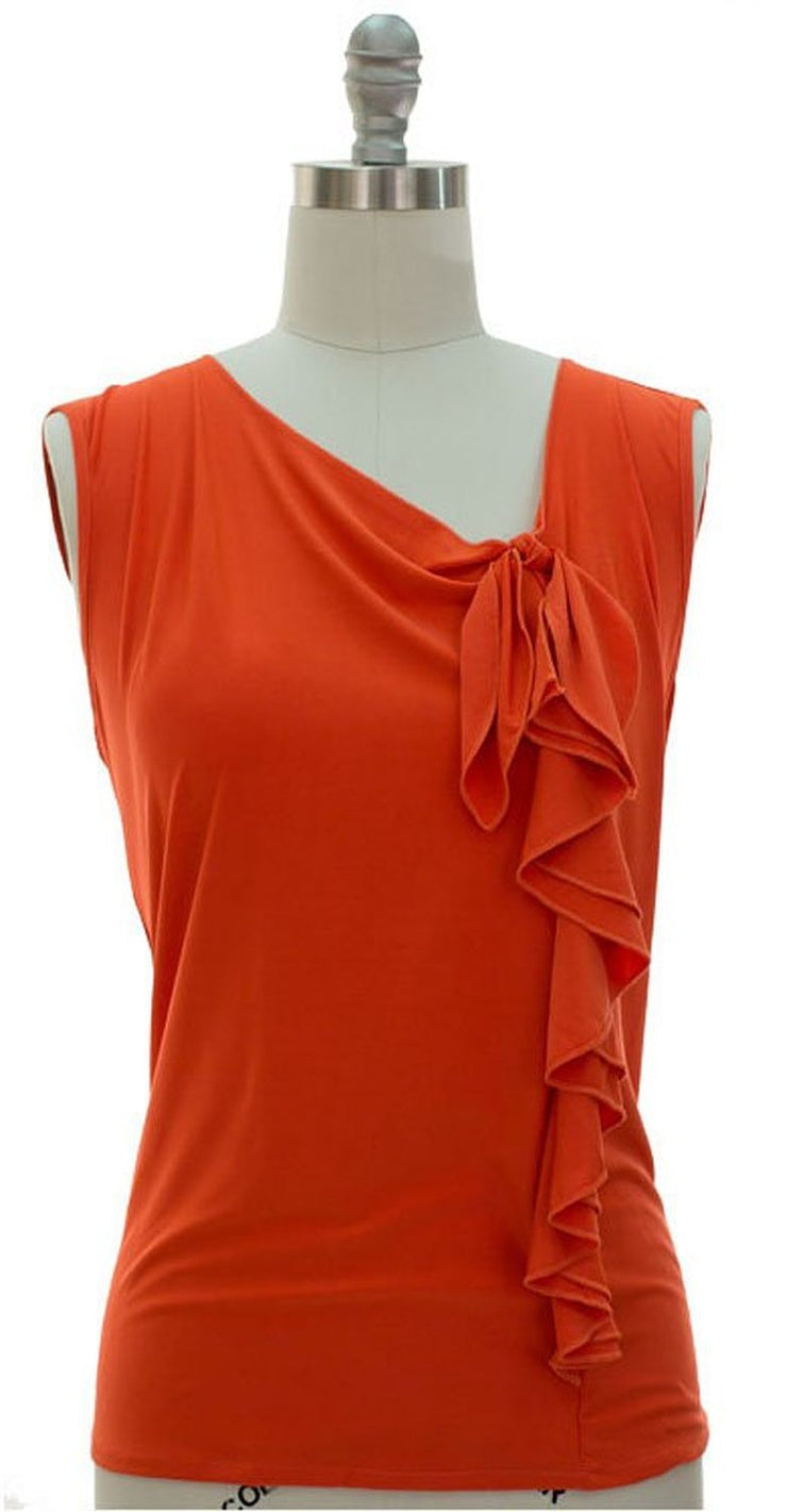 Peach Couture Women's Tank Sleeveless Flawless Angled Neck Line Blouse Tops