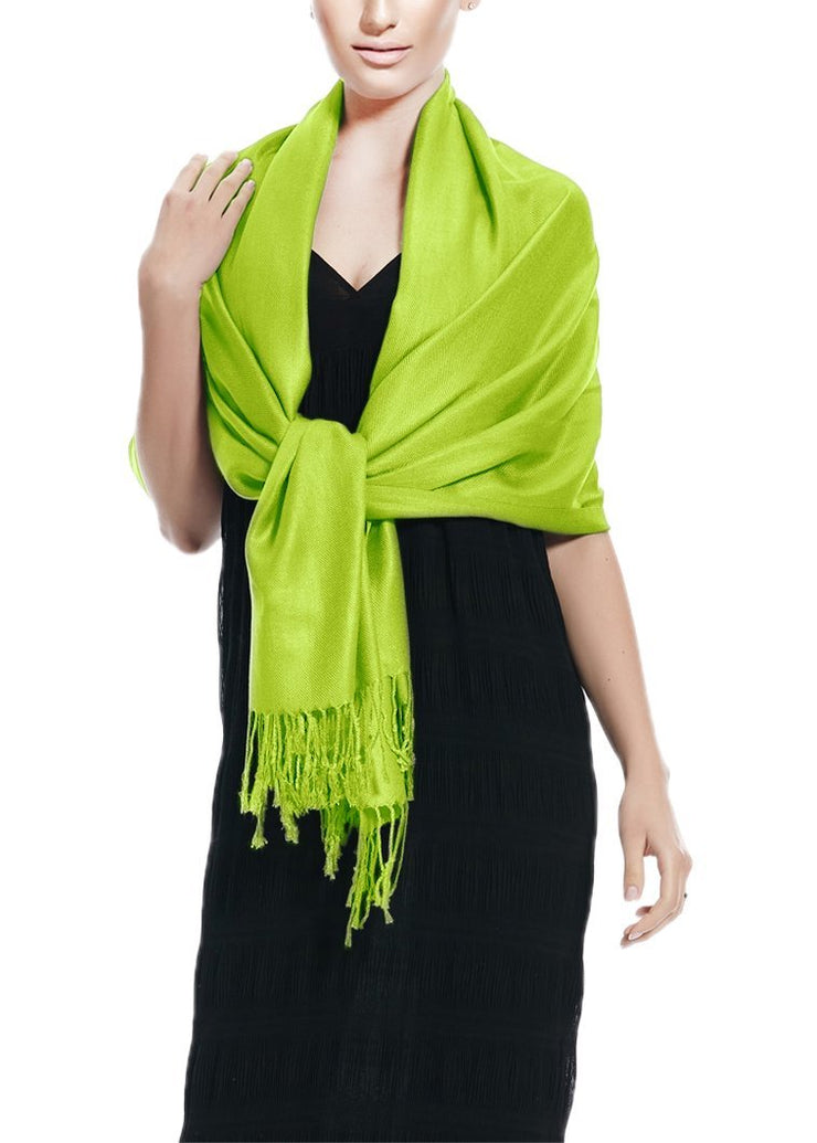 Kelly Green Peach Couture Soft Silky Rayon Pashmina Shawl Wrap Scarf in Solid Color