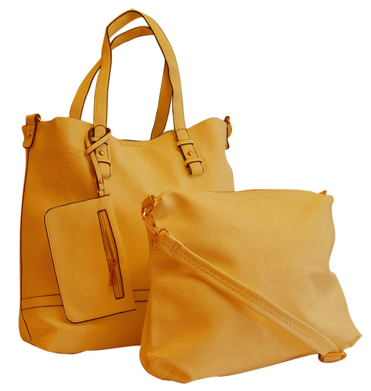 Peach Couture® AMELIA Tote Handbag Three Piece Set Wristlet Wallet & Satchel