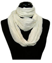 Light & Soft Solid Crinkled White 100% Cotton Loop Scarf