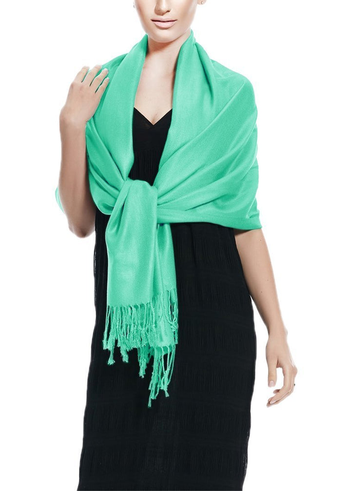 Aqua pashmina shawl wrap for women elegant lightweight scarf for weddings and festivities