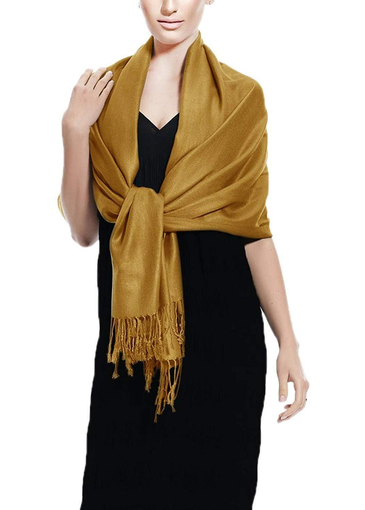 Brown Soft Silky Rayon Pashmina Shawl Wrap Scarf in Solid Color