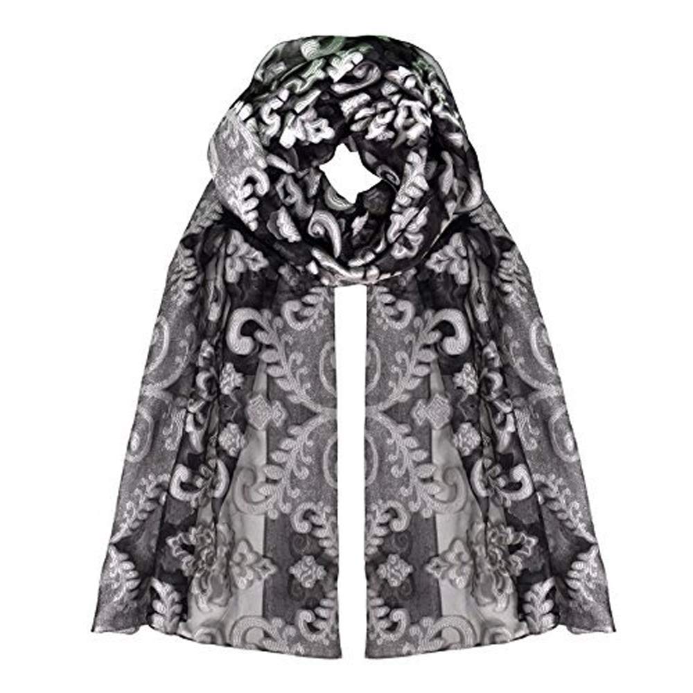 Black & White Floral Embroidered Burnout Scarf