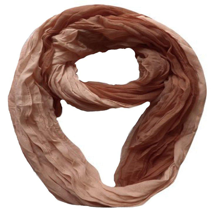 Ombre Brown Peach Couture Fashion Lightweight Crinkled Infinity Loop Scarf Neon Faded Ombre