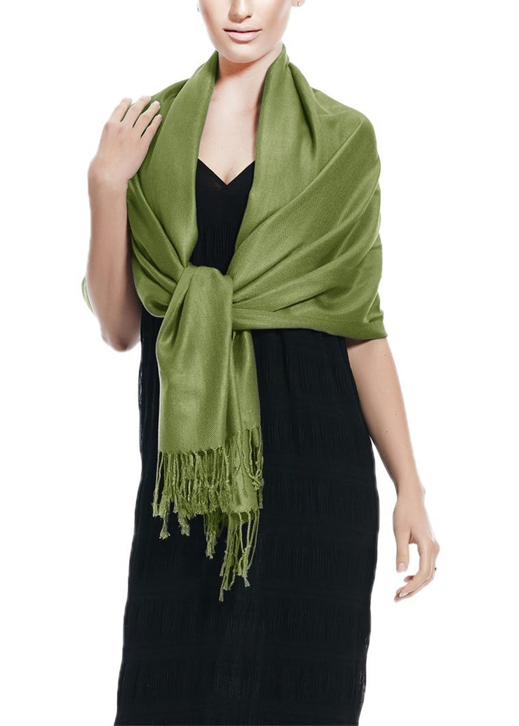Sage Soft Silky Rayon Pashmina Shawl Wrap Scarf in Solid Color