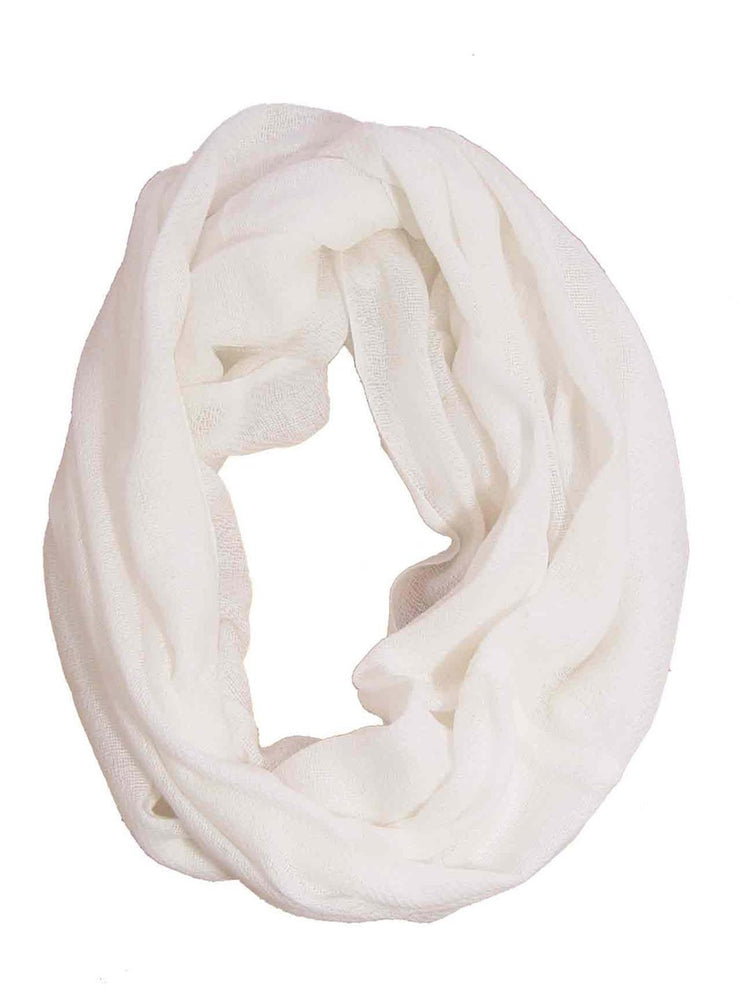 White Light & Soft Solid Crinkled White 100% Cotton Loop Scarf